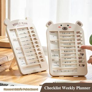 Cartoon Bear Reusable Checklist Daily Planner Memo Plastic Board Chore Chart Responsibility Behavior For Kid Self-discipline