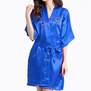 여성 잠자기 여학생 형제애 그리스 Zeta Phi Beta Silk Bathrobe 레이스 새틴 ZPB 의류 로브