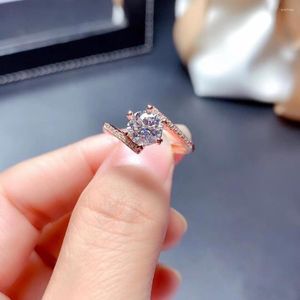 Klusterringar 2022 Crackling Moissanite Ring for Women Jewelry Engagement Wedding 925 Silver Rose Gold Plated Birthday Present