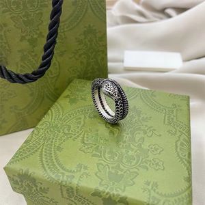 Projektant 925 Srebrny pierścień dla mężczyzn i kobiet G Classic Spirit Snake Miłośnicy Vintage do starej usta Noje Pierścień Walentynki Prezent