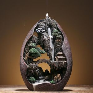 BackFlow Incense Burner High Mountain Flowing Water Ornamentos criativos de s￢ndalo Agarwood Large Tea Cerim￴nia Home Aromathe257J