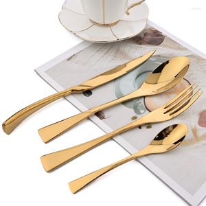 Flatvaruuppsättningar AJOYOUS GOLD MERFORE 4/6SET TABELSEWARE Stainless Steel Spoon Fork Knivskåp Set Kök Silverware Diskmaskin Safe