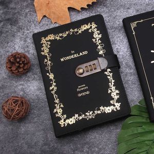 Retro Password Book with Lock Diary European Style Version of Hand Ledger Creative Notepad Student Notebook Stationery