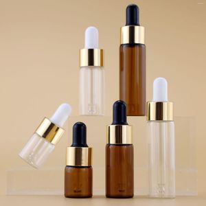 Vorratsflaschen 5/10/15 ml Dropper Großhandel Klarglas Ätherisches Öl Roségoldkappe Reagenz Tropfen Augenflüssigkeit Pipettenflasche