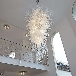 Kronleuchter, moderne weiße Kronleuchter, Hängelampen, ausgefallene Hängebeleuchtung, große LED-Kunst-Wohnkultur aus geblasenem Glas