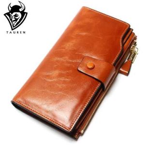Ny design mode multifunktionell handväska äkta läder plånbok kvinnor lång stil kohud handväska hela och detaljhandelsväska284w