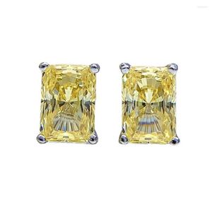 Stud￶rh￤ngen 925 Sterling Silver Sparkling 5 7mm Yellow Zircon High Carbon Diamond for Women Party Fine Jewelry Gift