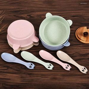 Dinnerware Sets Lightweight Kids Tableware Toddler Bowl And Spoon Set Dishwasher Safe Cartoon Panda For Lunch Dinner PLYED889