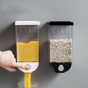 Lagringsflaskor 1.5L Försluten risbox Väggmonterad spannmålskornbehållare Dry Mat Dispenser Jar Kitchen Tools