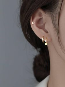Hoop Earrings 925 Sterling Silver Earring Fashion Zircon Round Hang Tag Ear Ring Bone Buckle Personality Trend Cute Women Girl Jew