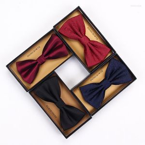 Bow Gine 2022 Fashion Men's For Wedding Double Fabric European Pattern Bowtie Club Banquet Tie Tie с подарочной коробкой