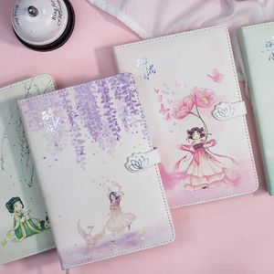 A5 لطيف Girl Girl Diary Pages Illustration Magnetic Button Notebook Planner Planner Agenda Notepad Book 256