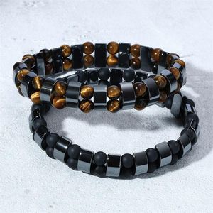 Charmarmband Fashion Obsidian Tiger Eye Pärledarmband för män Kvinna Hälsa magnetiska Bangle smycken gåva