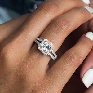 Wedding Rings CAOSHI Fashion Proposal For Female Shiny CZ Princess Cut Bands Delicate Design Ceremony Accessories