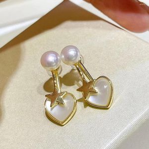 Orecchini pendenti Love Opal Ear Stud Fashion Natural Freshwater Pearl 7-8mm Star Design Women Jewelry Gifts