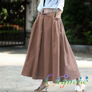 Skirts 2022 Plus Size 4XL Spring Autumn Casual Vintage Retro Cotton And Linen Folds A Line Female Pleated Skirt Designs / Womens