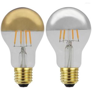 Edison LED Filament Lambası A60 220V 4W E27 Reflektör Yarı Gümüş Kaplama Sıcak Işık İç Dekorasyon Gölgesiz