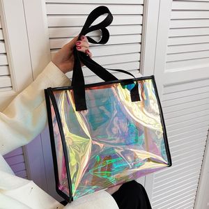 Abendtaschen Laser Bunte PVC Klar Damen Tasche 2022 Sommer Mode Tote Große Kapazität Weibliche Schulter Shopper Damen Handtasche