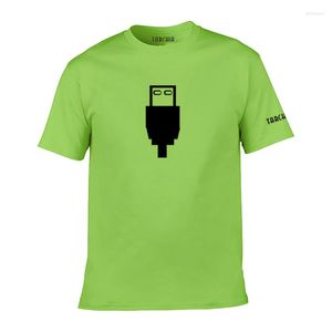 Męskie koszulki Tarchia T-shirt Summer Man krótkie rękawowe koszula Pure Color Cotton Cool USB Logo moda męska