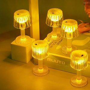 ナイトライト2PCS LED CRYSTAL DIAMOND DESK LAMP BUTTON BATTURE DESKTOP DECOR LIGHT耐久性のある雰囲気の透明なシェル