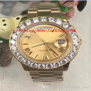 Luksusowy zegarek ii solidny 18 kt żółte złoto 41 mm większy diamentowy zegarek ceramiczna ramka automatyczna mechaniczni mężczyźni zegarki NOWOŚĆ Przyjazdu253Q