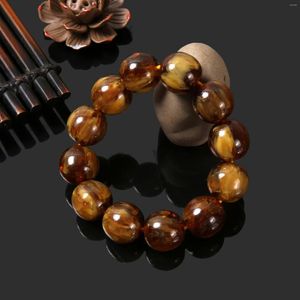 Strand BOEYCJR Bracciale in ambra imitazione resina artificiale Gioielli di moda Energy Buddha Bead per uomo o donna