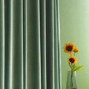 Curtain Green Velvet Blackout Curtains For Living Room Thicken Window Bedroom Dormitory Balcony Door Drapes Home Blinds