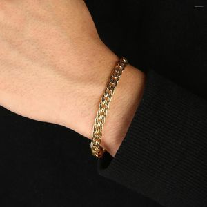 Link bransoletki moda mężczyźni płaska krawężnik bransoletka stal nierdzewna biżuteria urok metalowy łańcuch ręczny unisex hip hop bijoux femme 8 mm