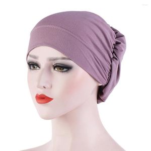 Roupas étnicas Soild cor elicho subdcarf tampa hijabs internos muçulmanos sob lenço de lenço Bonnet de chapéu de chapéu da cabeça respirável feminino quimioterapia