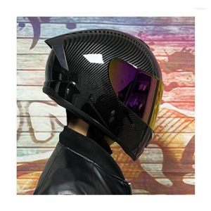 Motosiklet kaskları taklit karbon fiber tam yüz güvenlik kaskı ile çift vizör ile motor bisiklet racing cadde casco