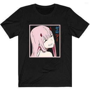 T-shirt da uomo Darling In The Franxx T-shirt da uomo in cotone Camicia Anime Zero Two 02 Tees Harajuku Streetwear
