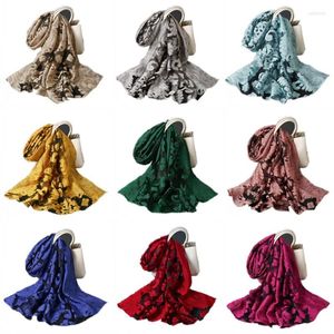 Roupas étnicas Muslim Islâmico Bordado Floral Hijab Turbano Longo Longo Dubai Mulher Georgette Shawl Cabeça Cabeça 180cm 70cm