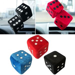 Interior Decorations Plush Dice Car Pendant Colorful Craps Automobiles Rear View Mirror Charms Hanging Suspension Ornaments Desk Home