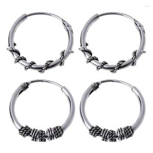 Hoop Earrings Punk Circle Vintage Spiral Coiled Ear Studs Metal Round Fashion Hip Hop Earring For Women Girls Men
