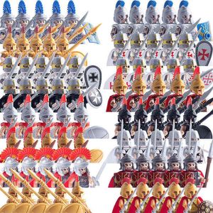 中世の軍事セットフィギュアビルディングブロックヘルメット兵士部品騎士兵器ロマンソードアクセサリーおもちゃY1122733