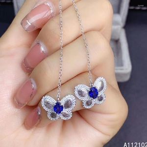 Brincos de balanço Kjjeaxcmy jóias finas 925 Sterling Silver Inlaid Sapphire Natural Sapphire Feminino Feminino Teste de Butterfly