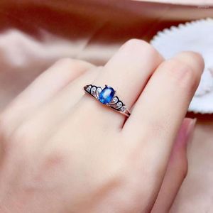 Cluster Rings Coming Natural And Real Blue Sapphire Ring 925 Sterling Silver Fine Handworked Jewelry Finger