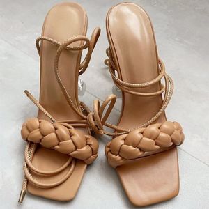Sandálias stiletto de verão, salto alto tornozelo, moda feminina, renda, sexy, festa de carnaval, tamanho grande, sapato confortável 653