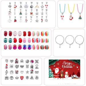 Strand Children's Personalised Handmade Diy Santa Charm Beads Bracelet Jewelry Set 2022 Fashion Christmas Gift For Kids Teens