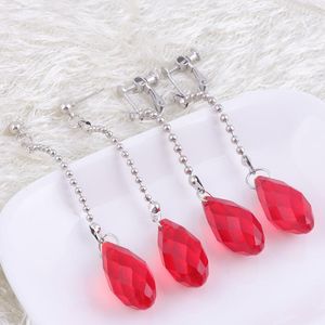 Dangle Earrings Japanese Anime Earriings Kurapika Red Crystal Earring Clip Ear Pendant For Men Women Cosplay Jewelry Wholesale