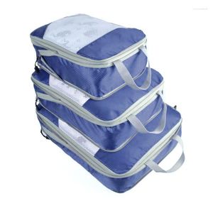 Borse portaoggetti 3 pezzi Borsa da viaggio a compressione Set per vestiti Organizzatore Guardaroba Valigia Ordinamento Completo impermeabile