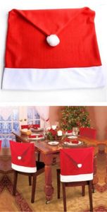 Stol täcker 20st borttagbar Santa Red Hat Christmjurdekorationer Middag Xmas Cap Set Folding El -täckning