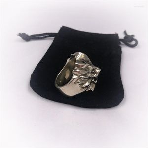 Anéis de cluster 925 Sterling Silver Men's Lion Retro Collection Ring Tamanho 8-11 S1851