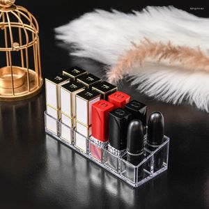 Caixas de armazenamento 24 grades batonstoms titular clear acrílico Lipgles Lipstick Organizador e estampa de exibição para tubos de brilho labial