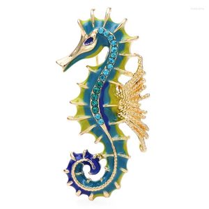 Broşlar Wulibaby Emaye Denizatı Kadın Erkek Tasarım Hipokampus Hayvan Parti Ofis Broş Pin Hediyeler