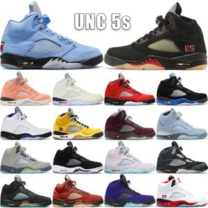 Top Jumpmans 5 5s Tênis de Basquete Masculino Couro Camurça Designer Trainers Off Noir Racer Azul UNC Antracite Concord Oreo Tênis Outdoor Tamanho 40-47