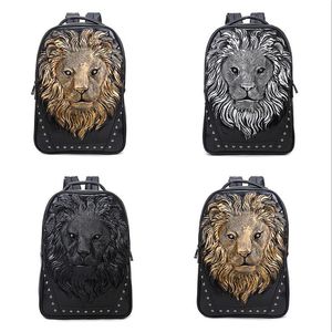 Whole factory mens shoulder bags street cool animal lion head men backpack waterproof wear-resistant leather handbag outdoor s273q