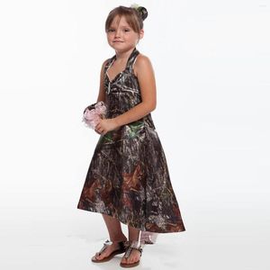 Flickkl￤nningar anpassade Realtree Camo Flower Girls 2022 Party Camouflage High Low Communion Toddler F￶delsedagskl￤nningar Simple