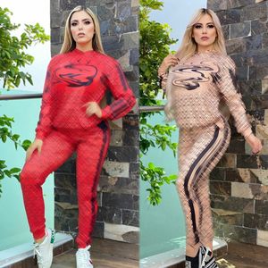 Hooded Two Piece Pants Tracksuits Women Casual Print Sweatshirt and Bottoms Set Free Ship