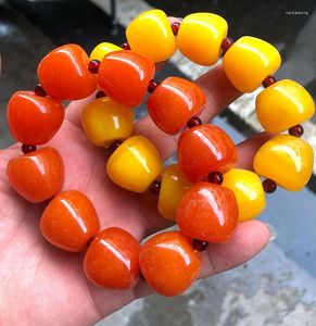 Strand hoo 18mm güzel kırmızı Baltık Amber Old Beeswax Elma Boncuk Bilezik Sertifikası